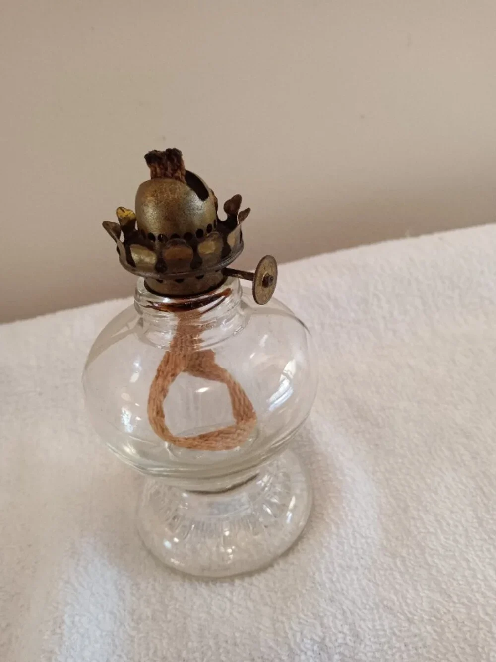 Vintage Handy Miniature Clear Glass Oil Lamp